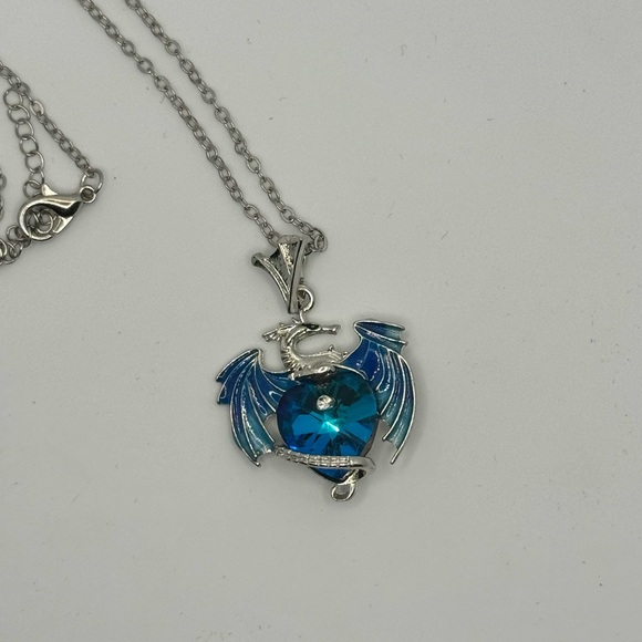 Blue Dragon & Stone Pendant Neclace - Picture 1 of 1